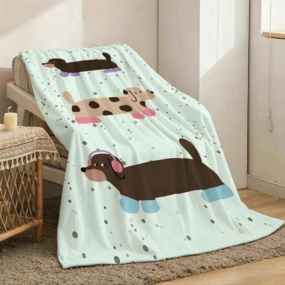 cut Dachshund Throw Lightweight 240g Flannel Blanket Soft Skin-friendly for Summer Cooling