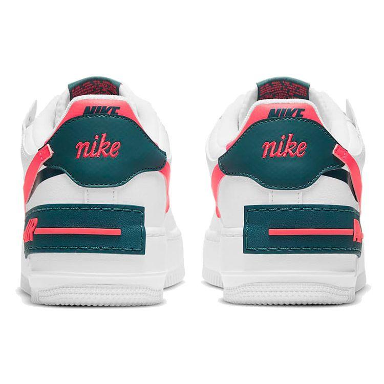 Nike Air Force 1 Shadow White Solar Red Женские кроссовки Темно-бирюзово-зеленые DB3902-100