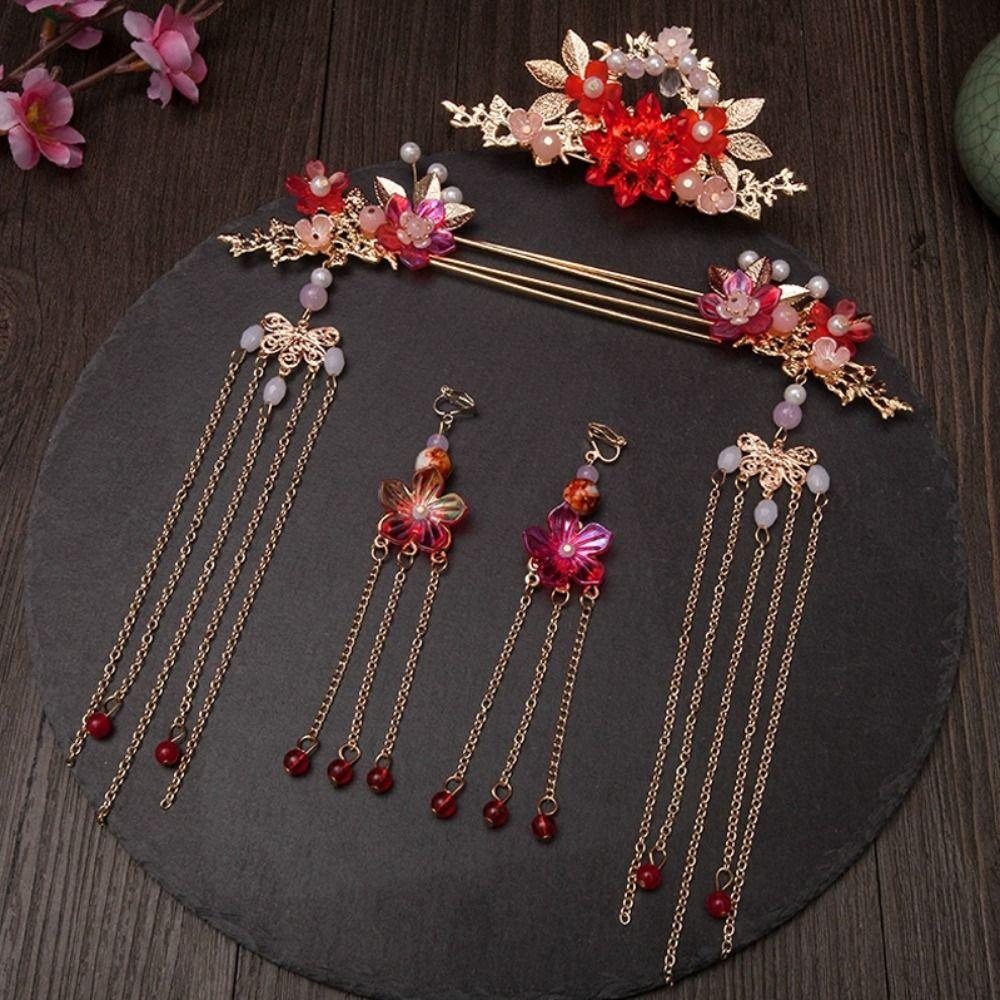 Цветочные свадебные палочки для волос из цинкового сплава, серьги, набор шпилек, ювелирные изделия, свадебные головные уборы, реквизит для фотографий