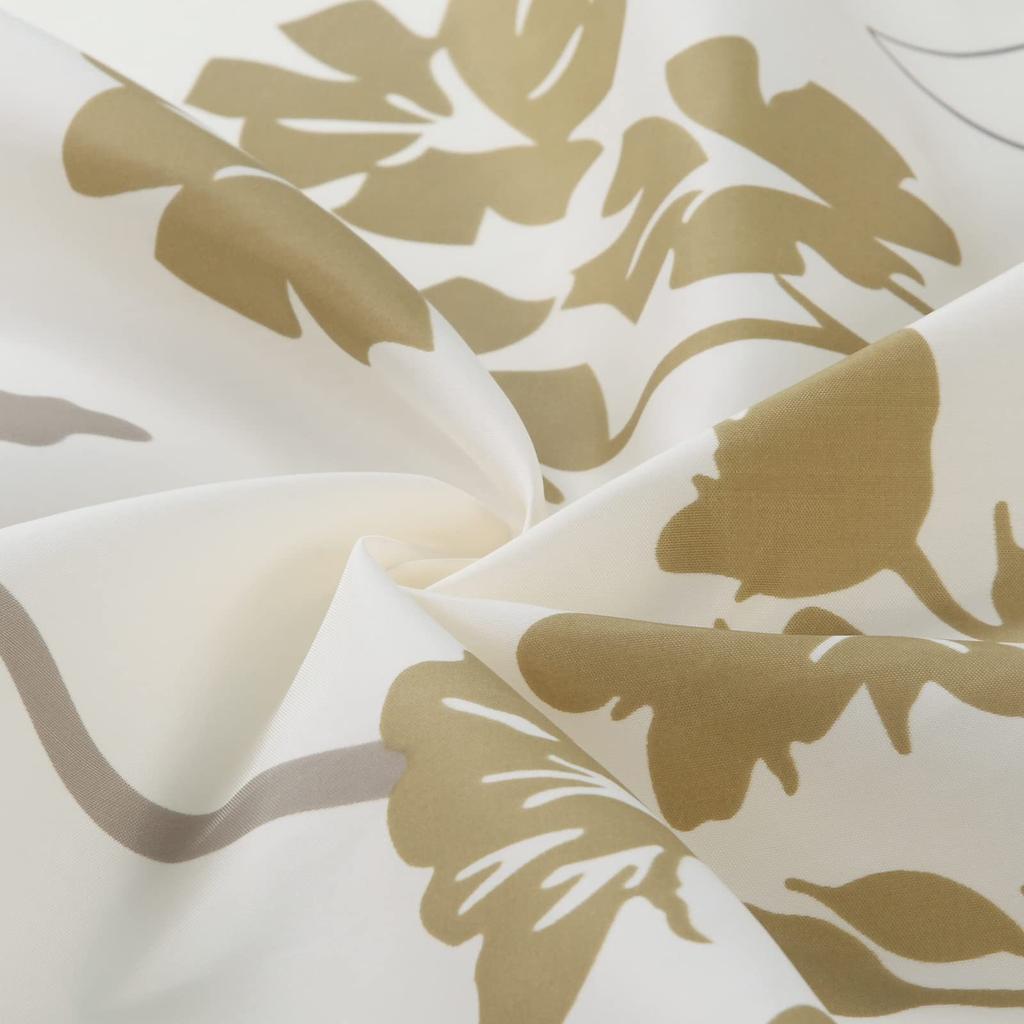 Тканевая шторка для душа с цветочным узором, Бежево-серая шторка для душа с растительным принтом, Водонепроницаемая шторка для ванной