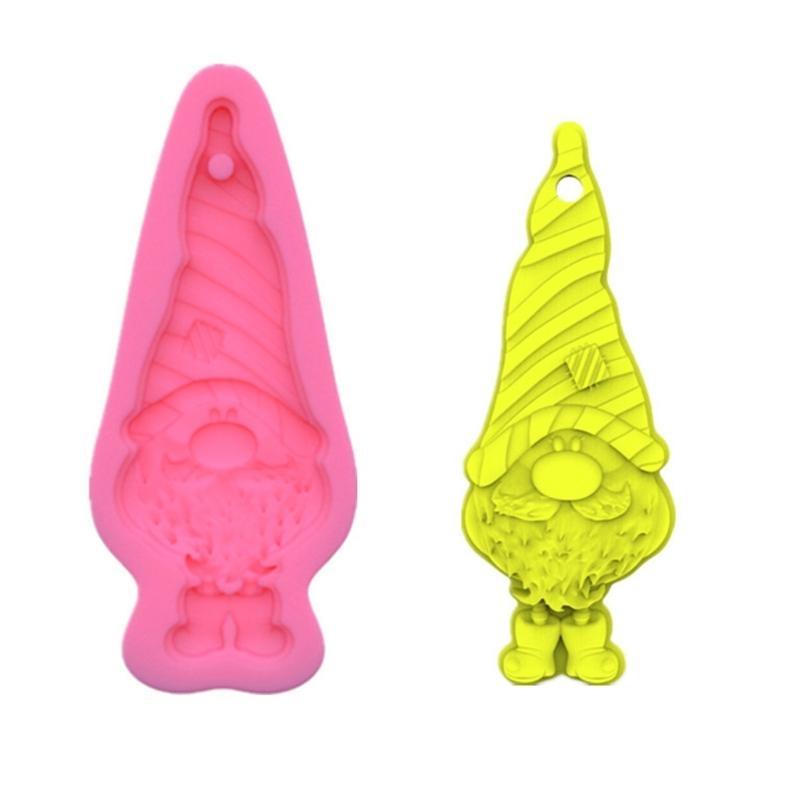 HX6F Shiny Glossy Santa Little Dwarf Silicone Epoxy Resin Mold DIY Keychain Pendant Jewelry for Christmas Day Gift