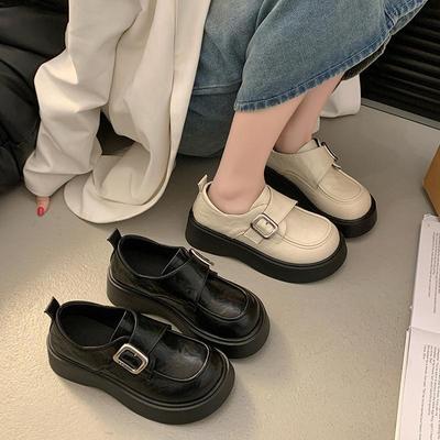 Женские лоферы на платформе 2025 весна и осень новая универсальная женская обувь удобные британские маленькие кожаные туфли повседневные туфли-одинарки