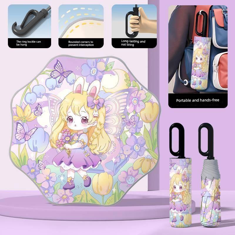Safety Buckle Rounded Corner Children's Umbrella Boys and Girls Primary School Students Go to School Dedicated Umbrella Rain and Rain Dual-Use