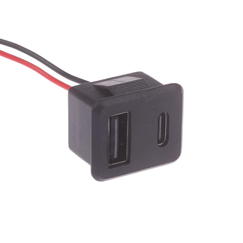 1 шт. двухслойная USB-розетка типа C и гнездо USB-лампы для зарядки, розетка с кабельным разъемом
