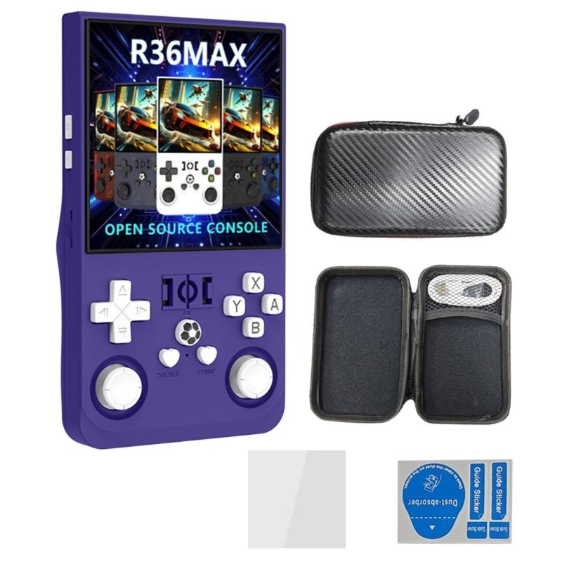 Игровая консоль R36Max с открытым исходным кодом, 4-дюймовый IPS-экран, портативная, игровая, на системе Linux, карманный игровой плеер, подарок для детей