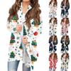 Women's Fashionable Loose-Fit Casual Cardigan With Christmas Print Mid-Length Coat