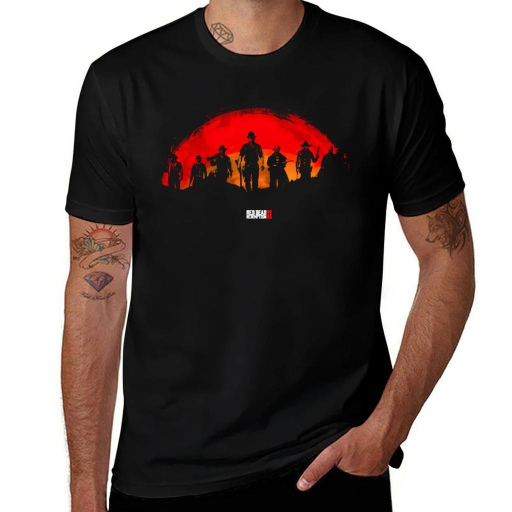 Black Rdr2 Tshirt Vintage Print Crew Neck Tee Tshirt