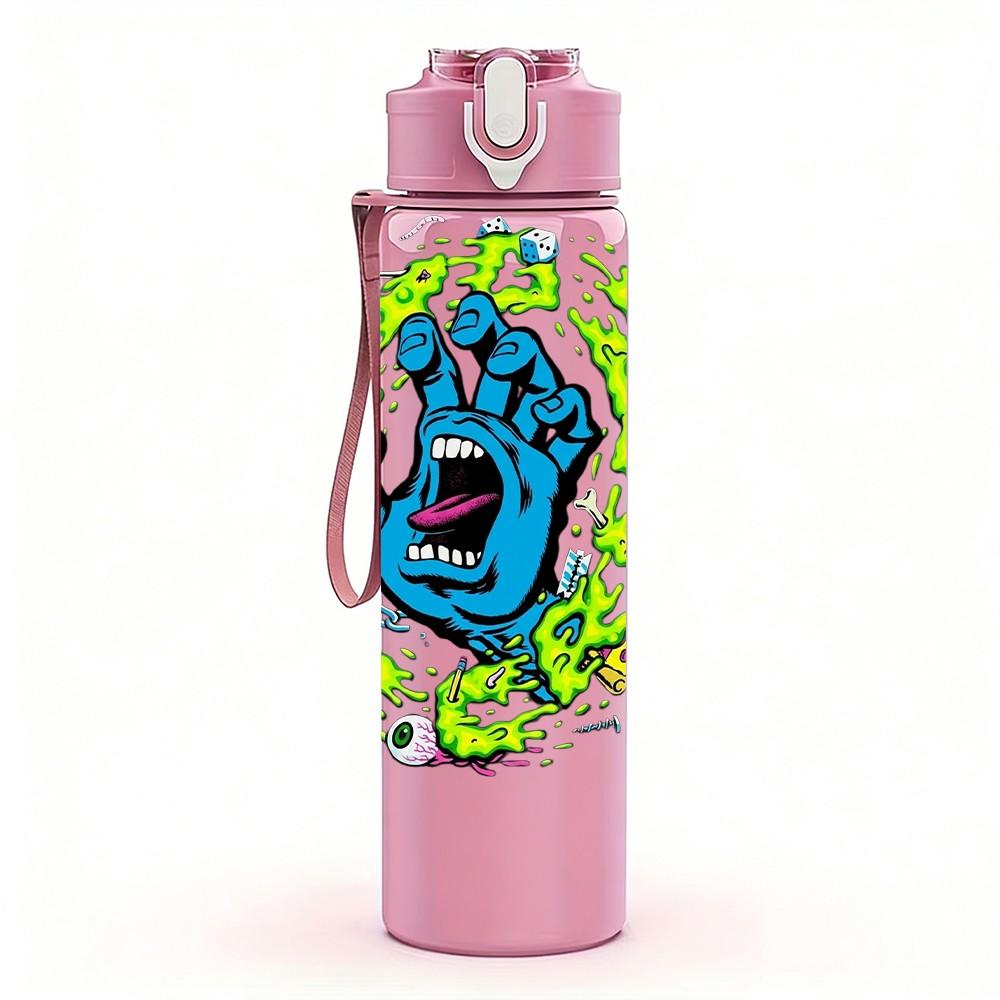 1PC Blue Monster Cartoon 750ml sports water bottle leakproof straw lid outdoor office home