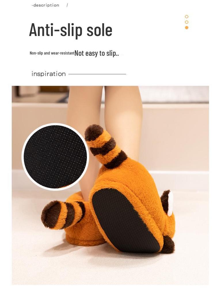 Мультяшные тапочки-животные: Кролик, Хомяк, Хаски, Лиса, Панда - Унисекс Хлопковые Домашние Тапочки для Осени/Зимы