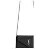 Saint Laurent Ysl Конверт Серебряный Логотип Стеганая Текстурированная тисненая кожаная Сумка-конверт на цепочке Сумка через плечо Женские сумки Черный 393953BOW021000