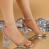 Style Crystal High Heel Sandals With Synthetic Upper For Summer Fashion