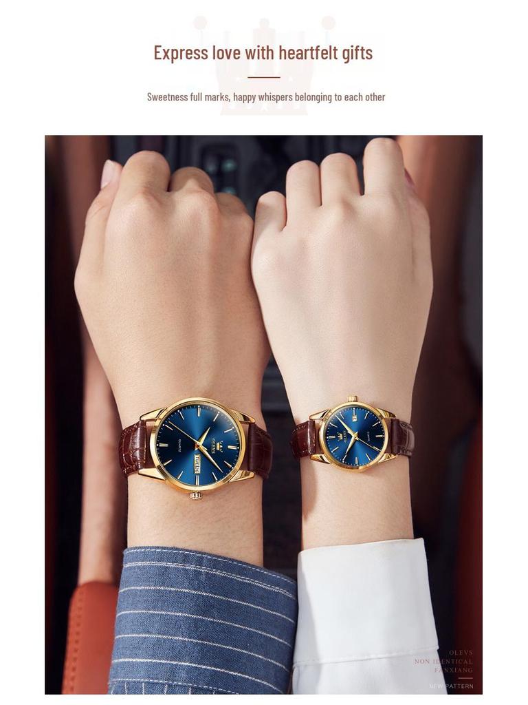 OLEVS Dual Calendar Waterproof Couple Women's Watch - Non-Mechanical