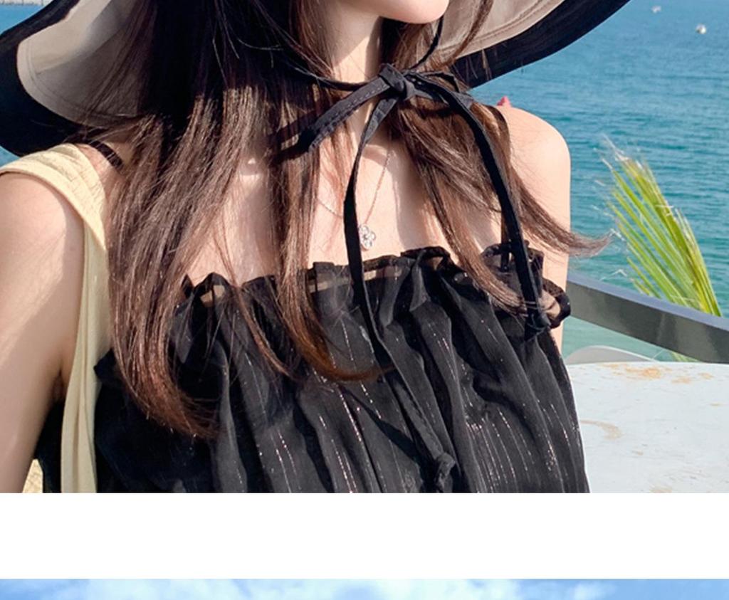 Женская двухсторонняя ветрозащитная пляжная шляпа от солнца с широкими полями для лета