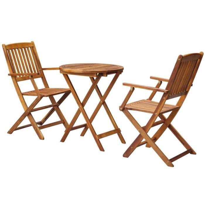 Bistro Set - vidaXL - 3 Pcs - Acacia Wood - Weather-resistant - Foldable