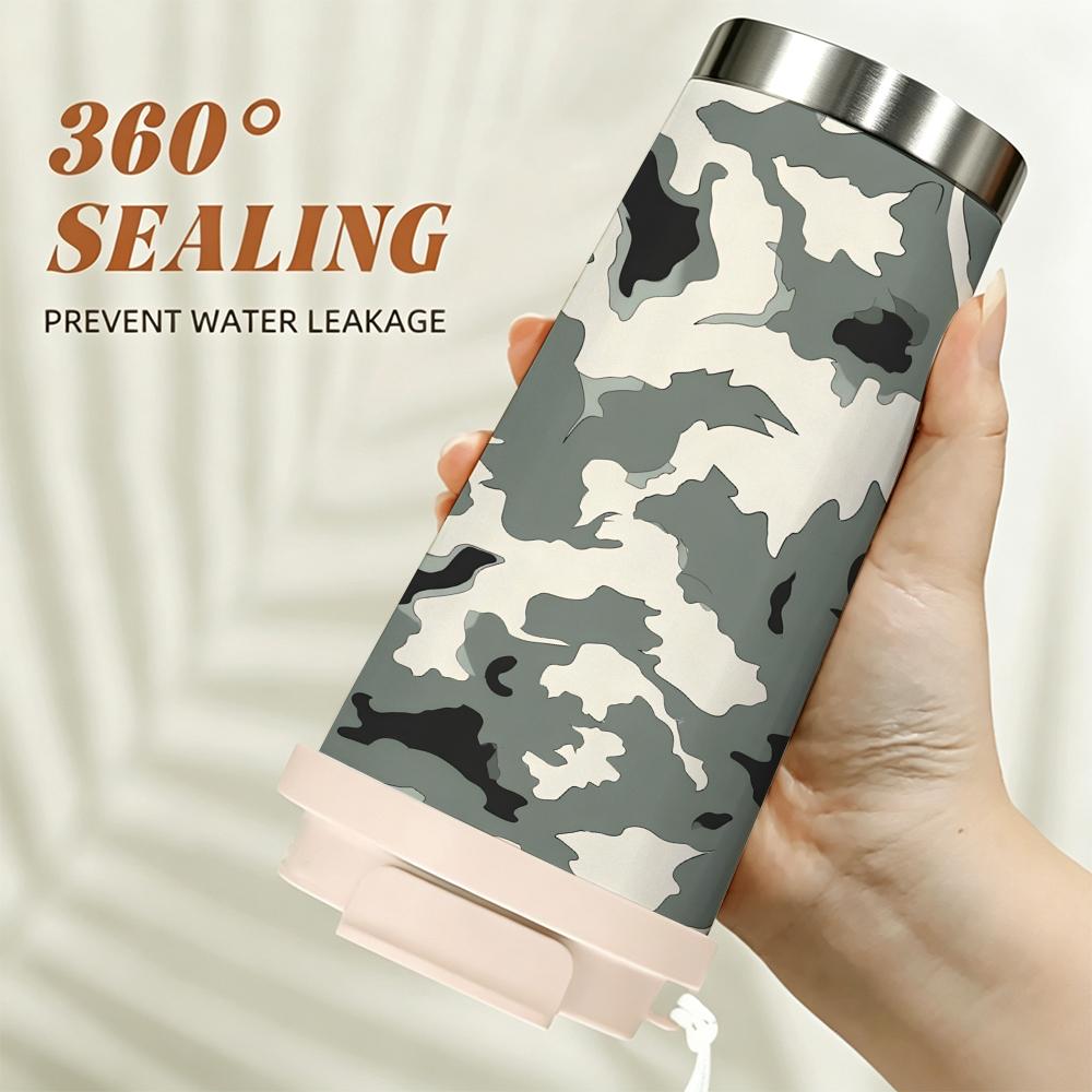 Camouflage Pattern Stainless Steel Insulated Coffee Tumbler Vacuum Thermal Travel Mug Leakproof Cup for Outdoor Hiking