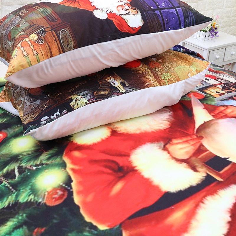 Classic Christmas Kids Duvet Cover Pillow Cases Quilt Cover Santa Claus Bedding Ensemble