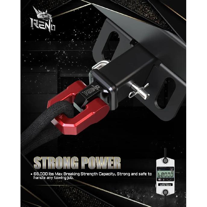 3/4" D Ring Shackle, 68,000 lbs Break Strength with 7/8" Pin for Tow Strap Winch Recovery Towing (Aluminum, 2 Pack, Red)