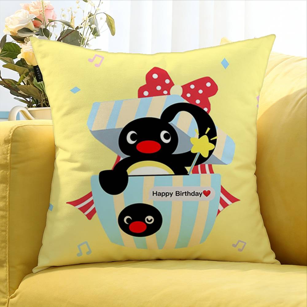 Cute P-Pingu World Various Sizes Square Pillow Case For Car Home Bedchamber Decor