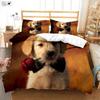 Cute Dog Animal 3D Printed Quilt Cover Pillowcase 3-piece Bedding Set 100% Polyester Soft and Comfortable Down Quilt Cover