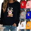 Autumn and Winter Women's Christmas Theme Printing Sweater Round Neck Long Sleeve Casual Sweatshirt Plus Size Top