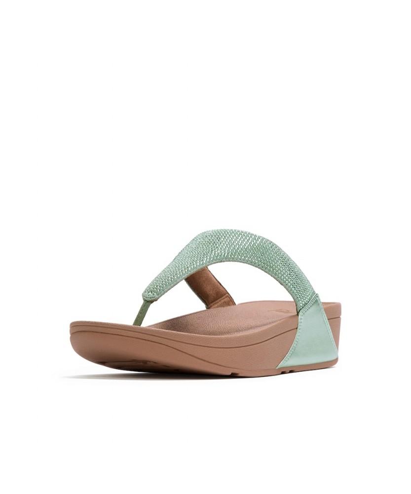 Женские сандалии Fitflop Lulu с кристаллами и ремешком между пальцами - Металлический матовый шалфей (Ft64K2T15M)