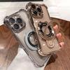 Luxury Shockproof Plating Soft TPU Bracket Phone Case for iPhone 16 15 14 13 11 12 Pro Max Plus Magsafe Magnetic Protect Cover