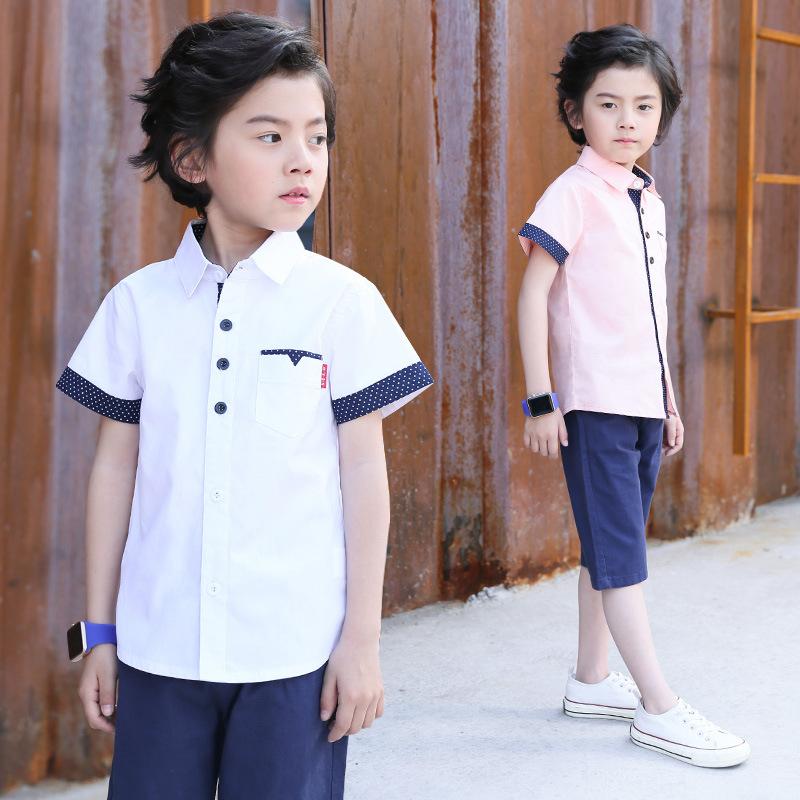 Boys T-Shirt Summer Short Sleeve Tee Children Turn-down Collar Polo Shirt Cotton Preppy Style Top Kids