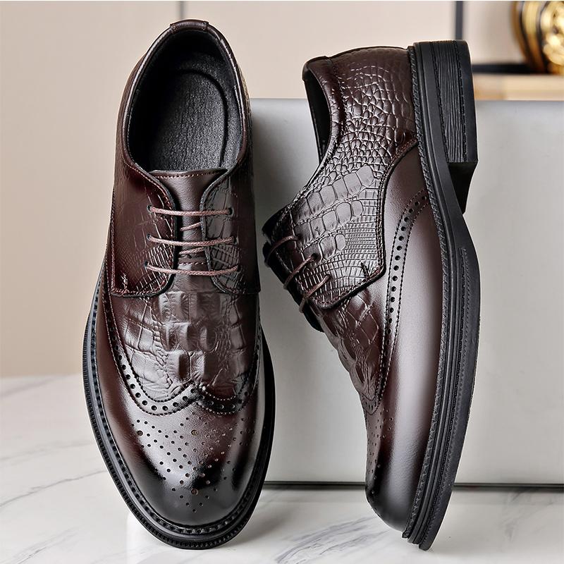 Men's Dress Business Shoes Cracked Stripe Classic Formal Wedding Party Oxfords Shoes Casual Lace Up Mens Derbys Shoes