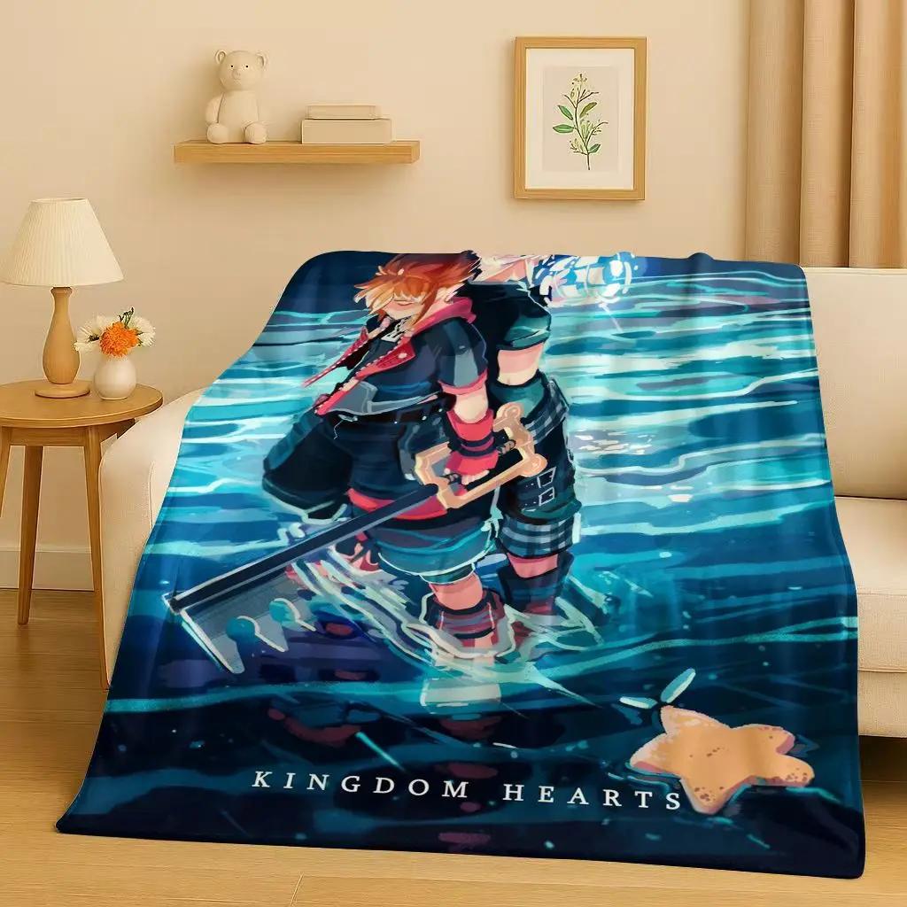 3D Kingdom Hearts Cartoon Game Mickey Flannel Blanket,Soft Plush Throw for Home Bedroom Bed Sofa Cover Christmas Gift