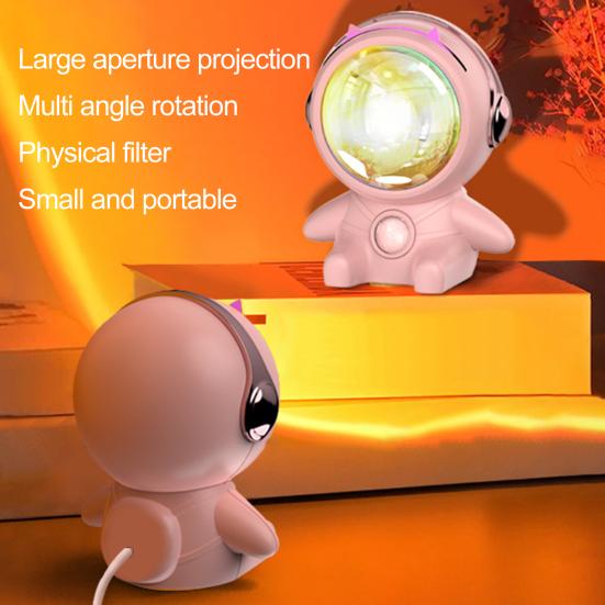 Светодиодный светильник заката, креативная форма, создающая атмосферу, 2000 К, практичный светильник-проектор в форме космонавта, аксессуары для вечеринок