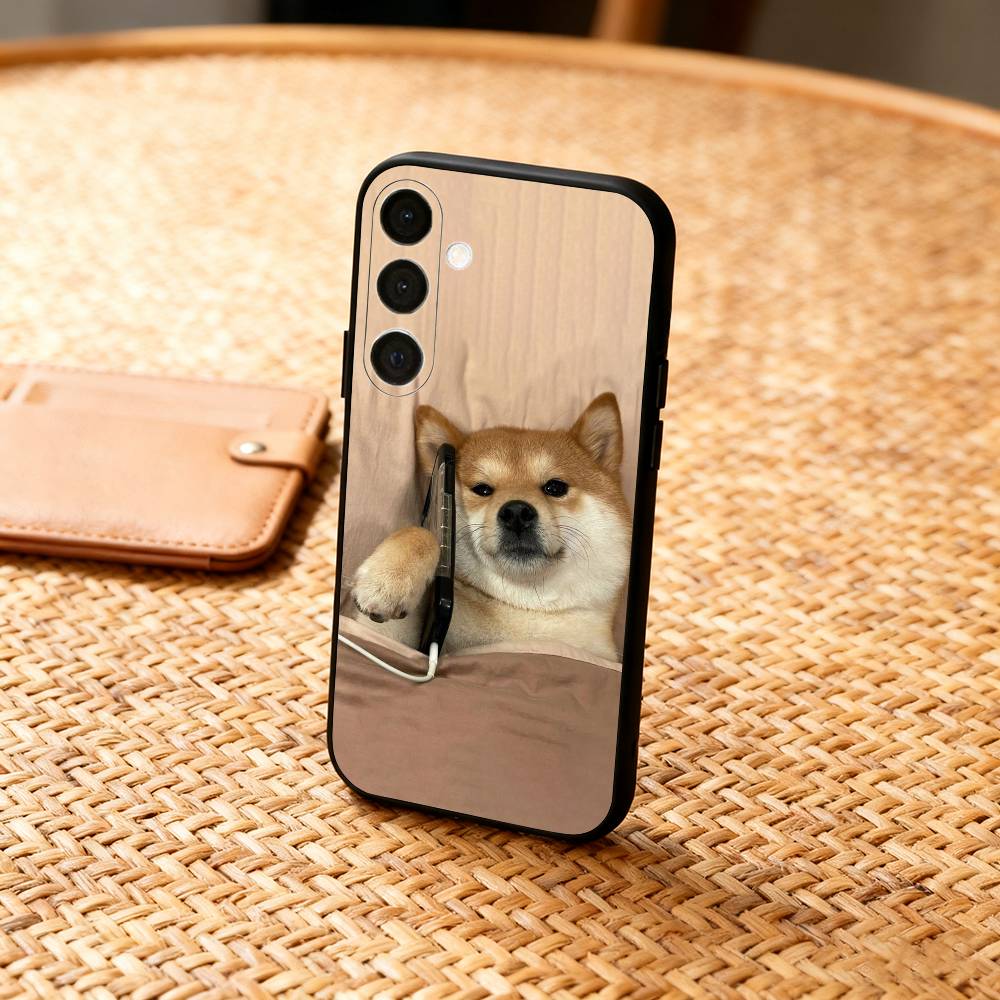 Милый чехол для телефона с изображением собаки Сиба-ину для Samsung A73,72,71,A52,51,40,41,A22,A32,31,A13, Мягкий черный корпус