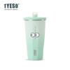 Tyeso 600ML Stainless Steel Coffee Cup With Straw Gradient Color Insulated Water Bottle Car Thermos Mug Cold Drink Vacuum Cup with Eye Sticker