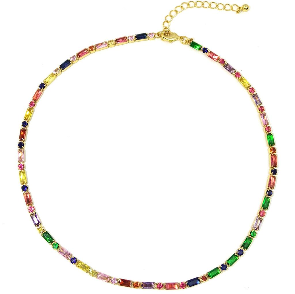 Vintage Colorful Zircon Square Necklace for Women - Elegant and Unique Statement Jewelry