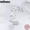 Genuine 925 Sterling Silver Pawprint Paw Print Pet Finger Rings For Women Girl Cute Ring