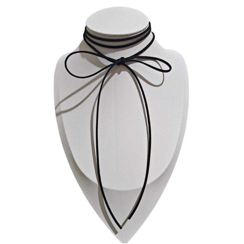 Элегантное длинное ожерелье-чокер, стильная цепочка на шею с подвеской в виде банта, аксессуар для модных женщин