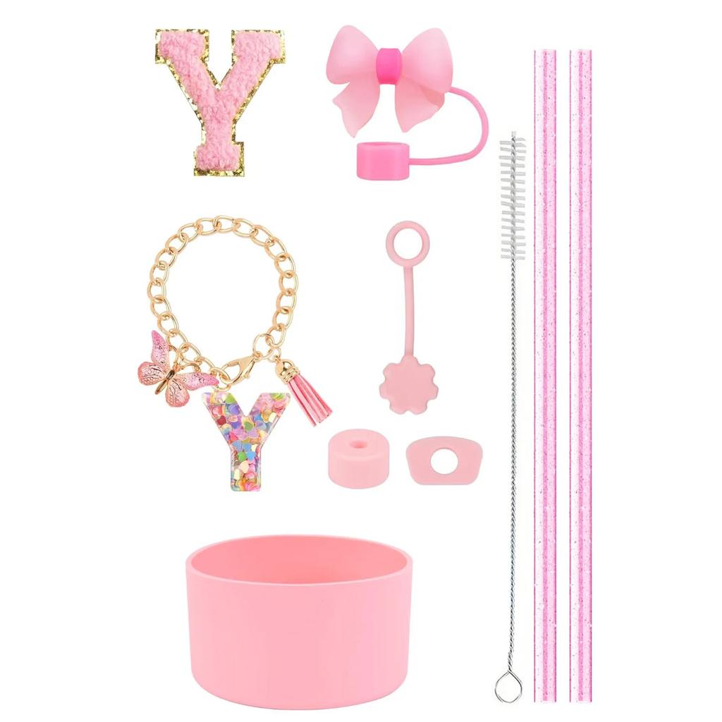 Набор из 10 аксессуаров для стакана Stanley 30 унций 40 унций: крышка для соломинки, крышка, чехол, стоппер от проливания, брелок с буквой, наклейка