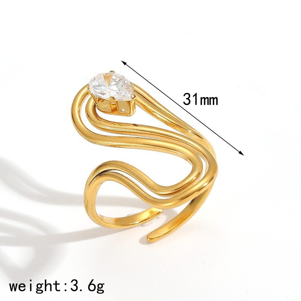 Minimalist Stainless Steel Zirconia Ring For Women With Irregular Shape And Elegant Look