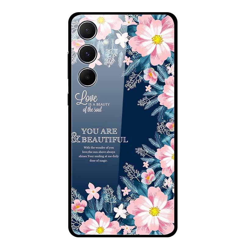 Tempered Glass Phone Case for Samsung A55 5G - Aesthetic Colorful Landscape Pattern
