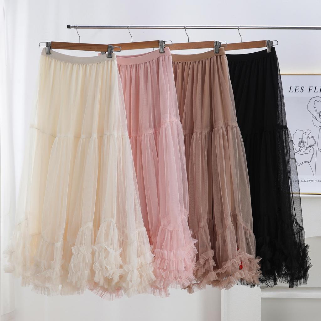 Юбка-бюстье Swing Design Sense of Net Yarn, новая тонкая пышная юбка с высокой талией, драпированная юбка-бюстье Sense of Temperament