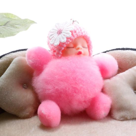 Плюшевая кукла с пушистым помпоном и бантом, подвесной кулон, брелок для ключей