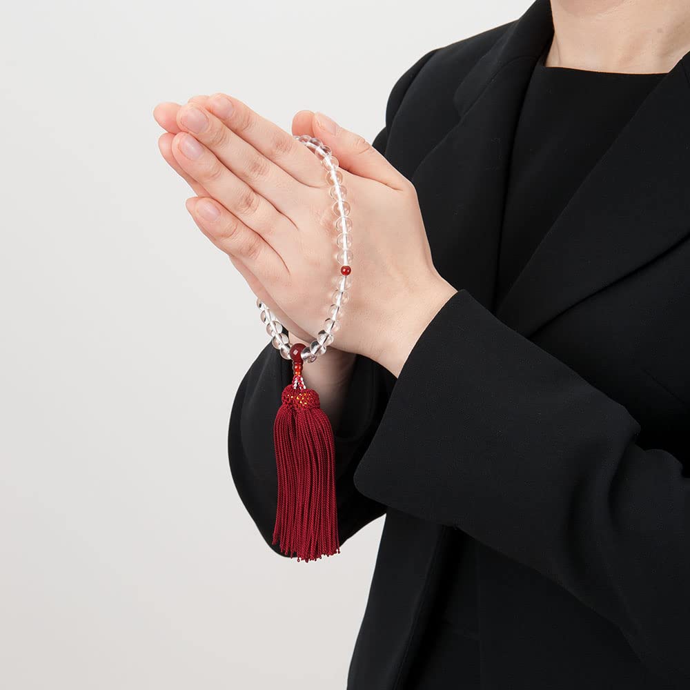 Алтарный магазин Takita Kyoto Молитвенные четки для женщин из настоящего хрустального агата, изготовленные на заказ 8-миллиметровые бусины с кисточкой из чистого шелка, поставляются с мешочком для бусин, можно использовать