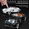 1:18 1936 Mercedes Benz 500K Классический Винтажный Автомобиль Сплав Металл Литье под Давлением Модель Машины Звук и Свет Коллекция Хобби Подарок для Мальчика
