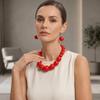 3 pcs/set Simulated Pearl Necklace Earrings Set Exaggerated Chunky Beads Necklace  Gifting