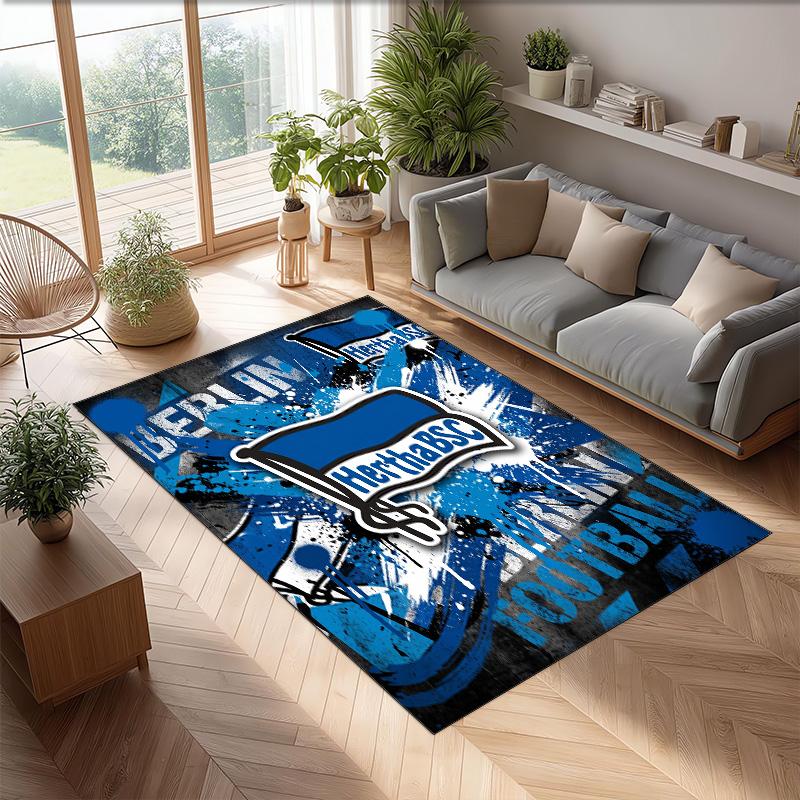 hertha bsc FC Soccer Football Pattern Soft Area Rug Non Slip Indoor Floor Carpet Sports Decor Mat for Bedroom