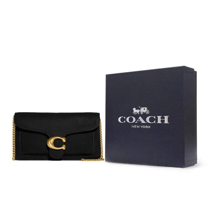 New COACH Chain Cow Leather One Shoulder Crossbody Clutch Trumpets Women's Black CE772-B4BK