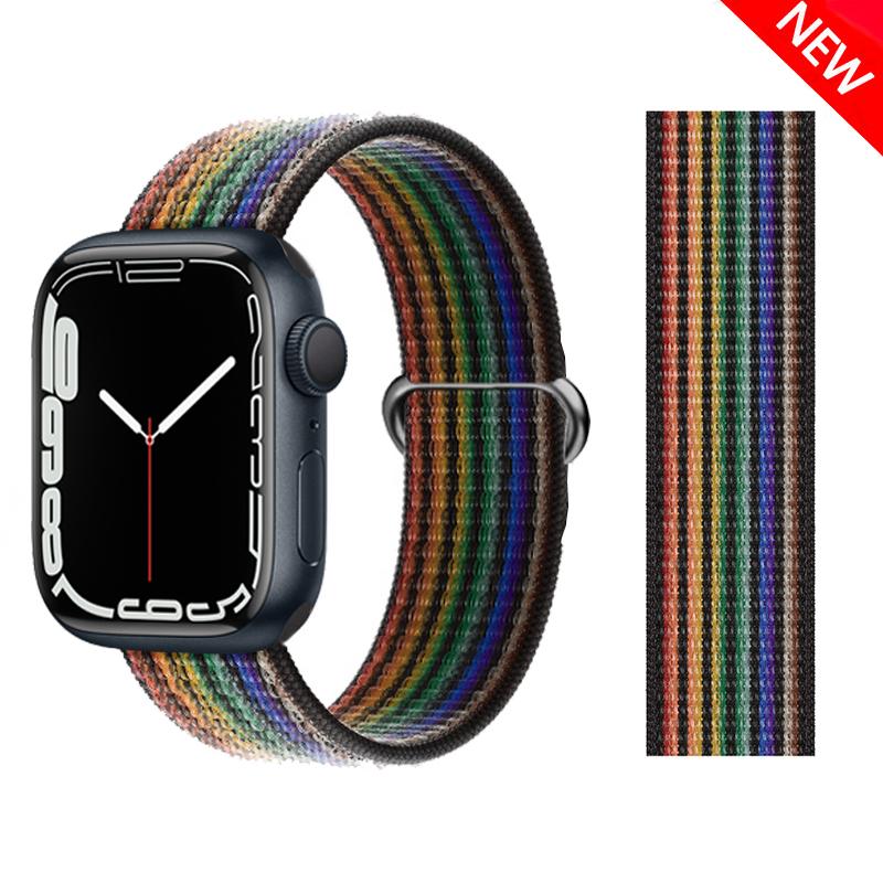 2 шт. Ремешки Для Apple Watch Band 44 мм 40 мм 45 мм 46 мм 42 мм 49 мм 41 мм Нейлоновый петлевой браслет iwatch Серия 10 9 8 7 6 5 3 se ultra 2