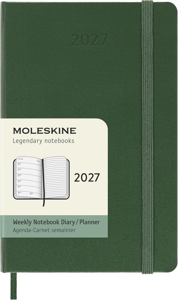 Moleskine Ежедневник 2027 года, еженедельный, на 12 месяцев, карманный размер, мирт-зеленый, твердый переплет DHK1512WN2Y27 (9см х 14см)