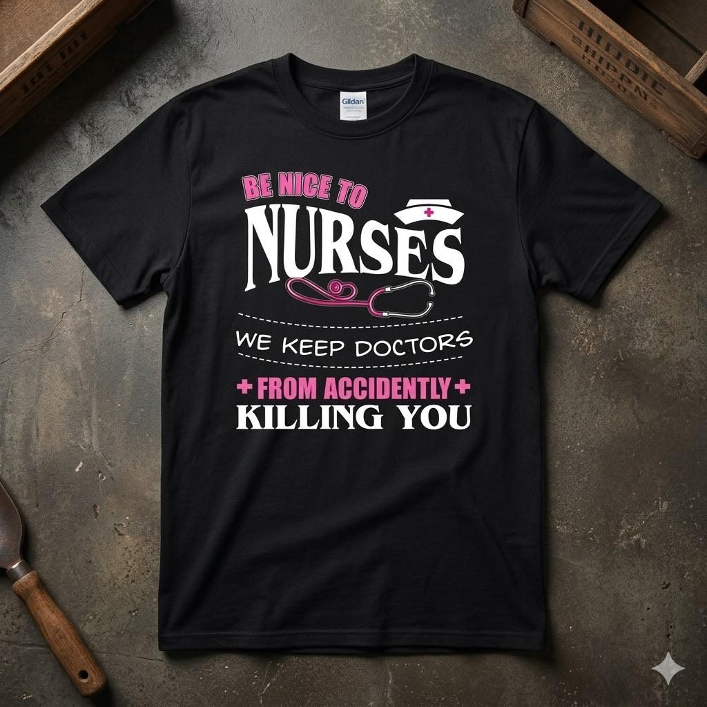 Be Nice To Nurses Tee Shirt Casual Nurse Gift Graphic Unisex T-Shirt