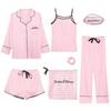 "Korean Striped Women's Seven-Piece Pajama Set for All Seasons"