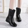 Fashion Winter Boots Women Genuine Leather Shoe High Quality Mid-calf Boots Platform Wedge Boots Warm Retro Booties Botas Invierno Mujer
